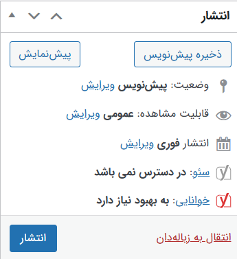وضعیت انتشار نوشته ها