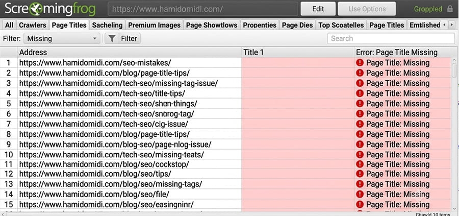 خطای missing page title